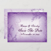  lila paarse scrollblad Sla de datum op Aankondigingskaart (Voorkant / Achterkant)
