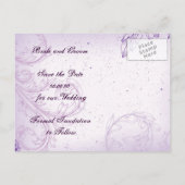  lila paarse scrollblad Sla de datum op Aankondigingskaart (Achterkant)