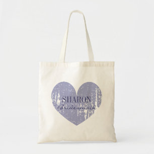 Lila paarse verweerde hart bruidsmeisje tote bags