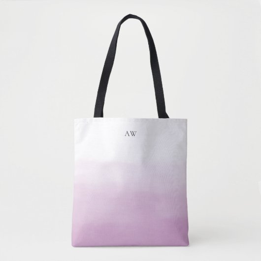 Lila Paarse Waterverf Ombre Modern Monogram Draagtas (Voorkant)