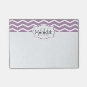 Lila Paarse Witte Chevron Naam Monogramed Post-it® Notes