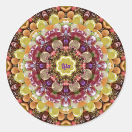 LILA ~ PAASCHOCOLADE ~ SNOEP RONDE STICKER