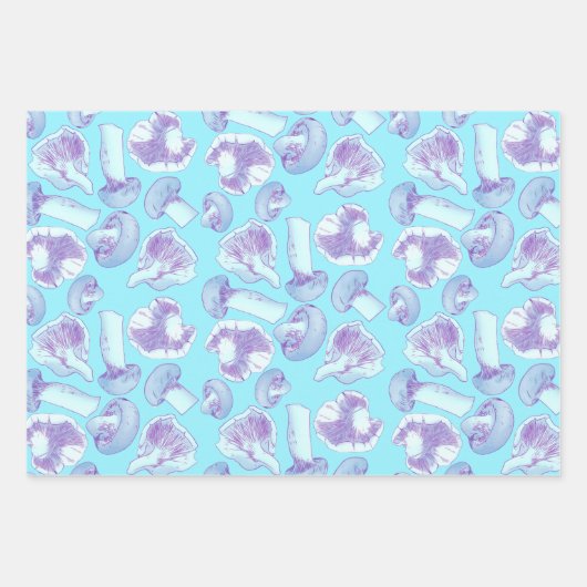 Lila paddenstoelenbotanisch patroon Inpakpapier Vel (Voorkant)