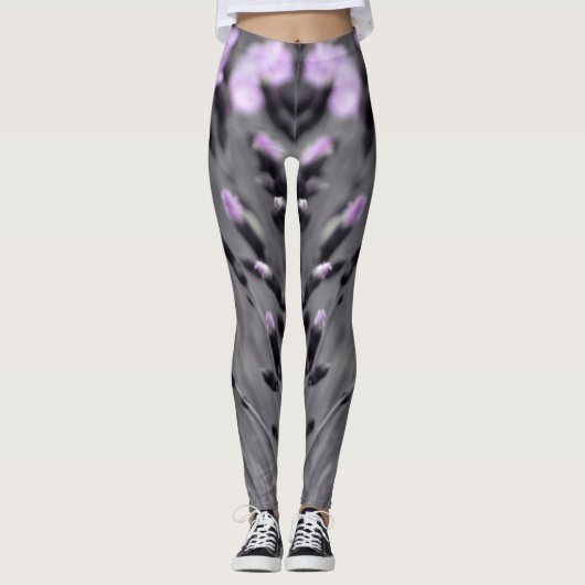 Lila papegaaibloemen leggings (Voorkant)