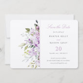 Lila Pastel Bloemen Bewaar de Datum Uitnodiging Ka (Voorkant)
