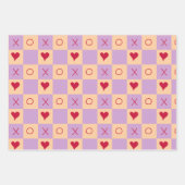 Lila Peach XO hart Geruit Inpakpapier Vel (Voorkant)