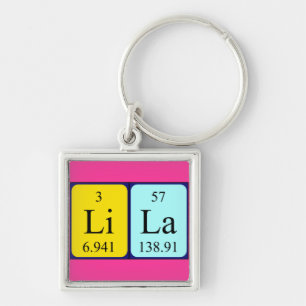 Lila periodieke lijstnaamidentificatie sleutelhanger