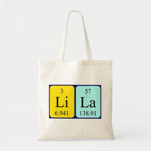 Lila periodieke tabelnaam canvas tas (Voorkant)