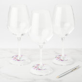 Lila & Perzik Rozen Wijnglas Label Labels (Set)