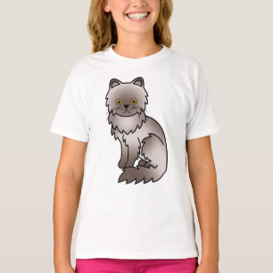 Lila Perzische Mopshond Cute Cartoonkat Illustrati T-shirt