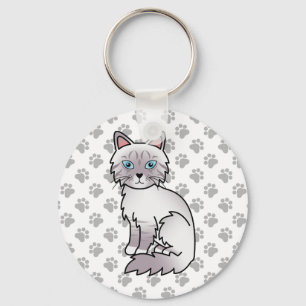 Lila Point Tabby Birmaanse / Ragdoll kat illustrat Sleutelhanger