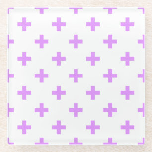 Lila polka kruist wit glazen onderzetter