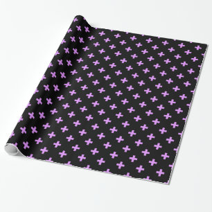 Lila polka kruist zwart cadeaupapier