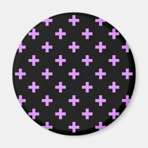 Lila polka kruist zwart magneet