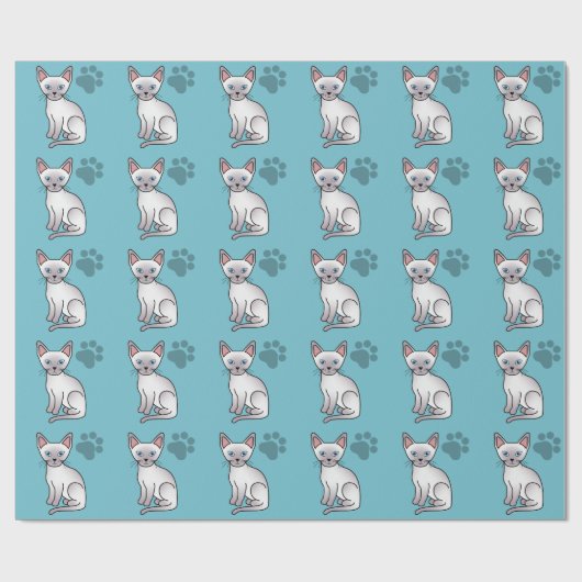 Lila punt Silimaese Breedkat Cartoon Tekening Cadeaupapier (Vlak)