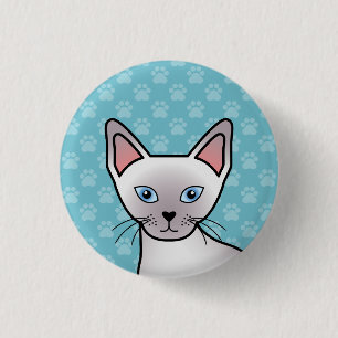Lila punt Silimaese Breedkat Cartoon Tekening Ronde Button 3,2 Cm