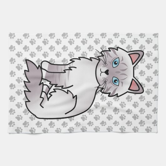 Lila punt Tabby Birman/Ragdoll Cute Cat & Paws Theedoek (Horizontaal)