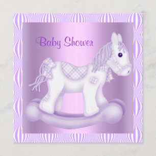 LILA  ROCKING HORSE BABY SHOWER INVITATIE KAART