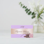 Lila Roos Gold Decor Cute Flower met Initiaal Visitekaartje (Staand voorkant)