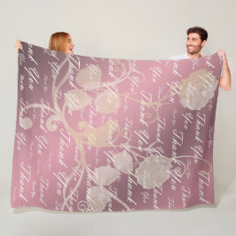 lila, roos, goud, zilver, dank + jou, bloemen, fleece deken