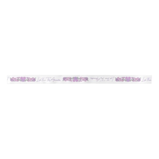 Lila & Roze Bloemen Trouwuitnodiging Lint (Voorkant)