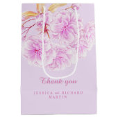 Lila roze bloesem bloemen kunst bruiloft dank u medium cadeauzakje (Achterkant)