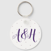 Lila Roze Girly Moderne Naam Monogram Sjabloon Sleutelhanger (Achterkant)