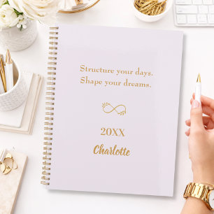 Lila roze goud inspirerende quote 2026 planner