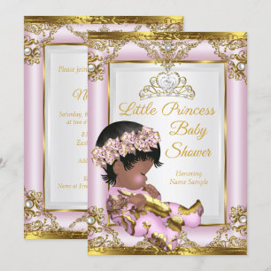 Lila roze goudprinses Baby shower Etnische Kaart