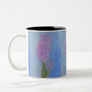 Lila roze hyacinth tweekleurige koffiemok
