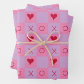 Lila roze XO geruit Inpakpapier Vel (In situ)