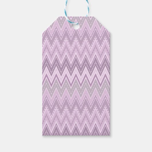 Lila, roze, zigzag cadeaulabel (Voorkant)