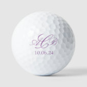 Lila Script Initiaal Monogram Favor Of Gift Golfballen (Voorkant)
