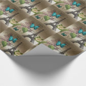 lila scripts moderne parijs eiffeltoren cadeaupapier (Hoek)