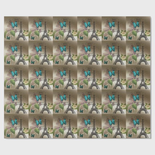 lila scripts moderne parijs eiffeltoren cadeaupapier (Vlak)