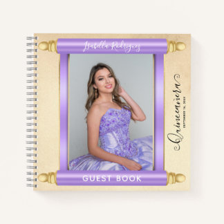 Lila Scroll Photo Budget Quinceañera Gastenboek Notitieboek