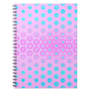 Lila, Sky Blue en Pink Flowers Notitieboek