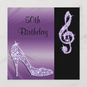 Lila Stiletto & Treble Cleft 50e verjaardag Kaart