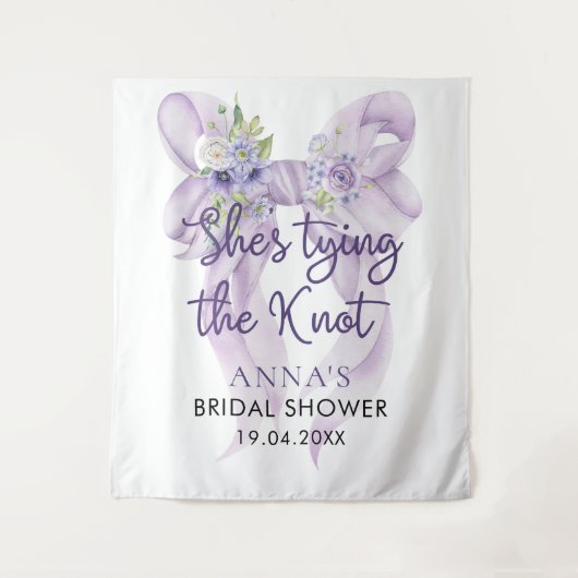 Lila strik Ze bindt het knoop Vrijgezellenfeest Wandkleed (Voorkant)