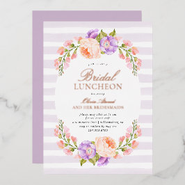 Lila Stripe en Bloom Bridal Luncheon Folie Uitnodiging