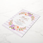 Lila Stripe en Bloom Bridal Luncheon Folie Uitnodiging (Gedraaid)