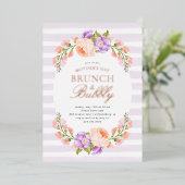 Lila Stripe en Bloom Moederdag Brunch Folie in Folie Uitnodiging (Staand Voorkant)