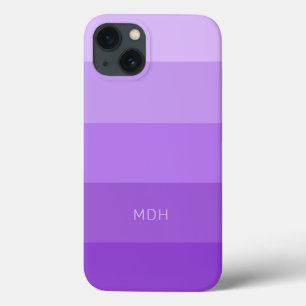Lila stripes aangepaste monogram telefoongevallen iPhone 13 hoesje