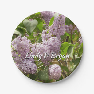 Lila Struik Beauful Paarse Spring Flowers Papieren Bordje