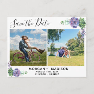 Lila succulenten Foto's Sla de datum op Aankondigingskaart