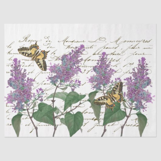 Lila Swallowtail Butterfly Franse Script Craft Ti Tissuepapier (Voorkant)