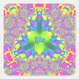 LILA ~ tinten geel, groen, roze, blauw ~ Vierkante Sticker
