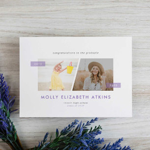 Lila toen en nu twee foto Afstuderen Aankondiging