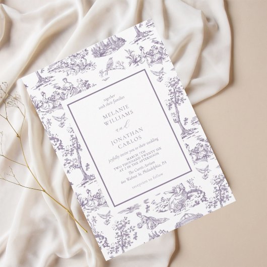 Lila  Toile Classic Wedding Kaart