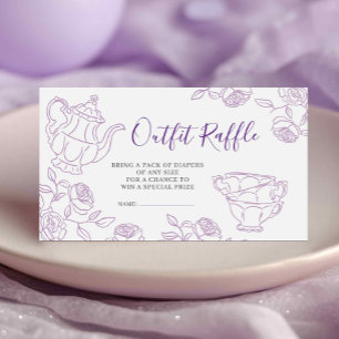 Lila Toile Tea Party Outfit Raffle Informatiekaartje